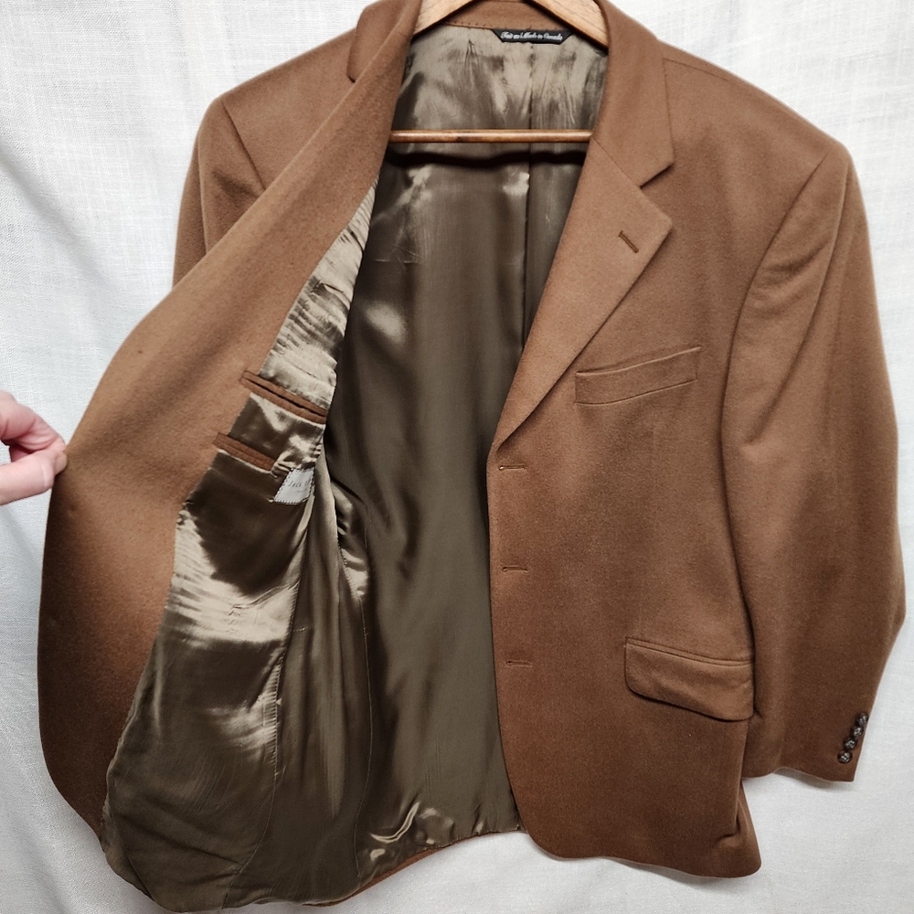 Jack Victor Cashmere Loro Piana Italian Single Breasted Dark Camel Blazer - Picture 3 of 14